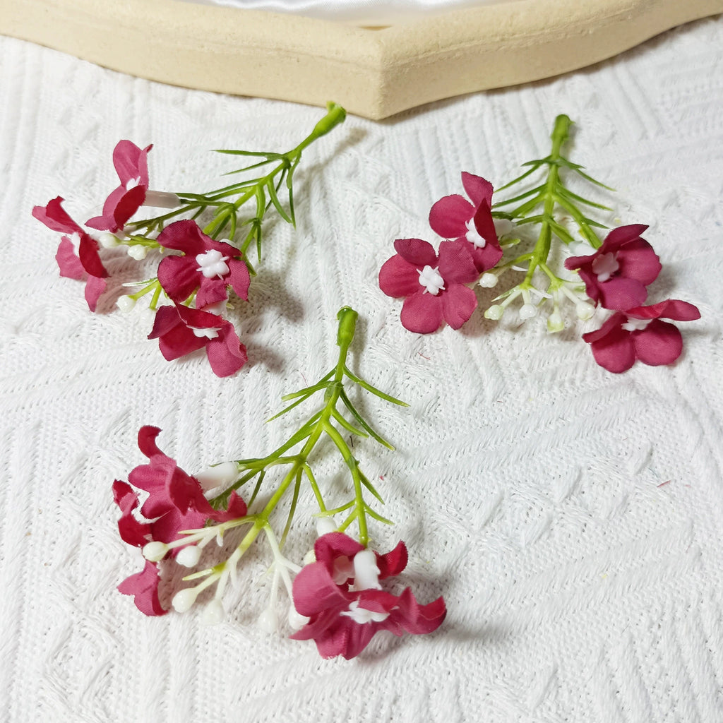 Dainty Faux Wildflower Sprigs, 10-Pack, 3-Inch Stems in 15 Colours, Realistic Look for DIY Corsages, Wedding Crafts & Bulk Floral Supply