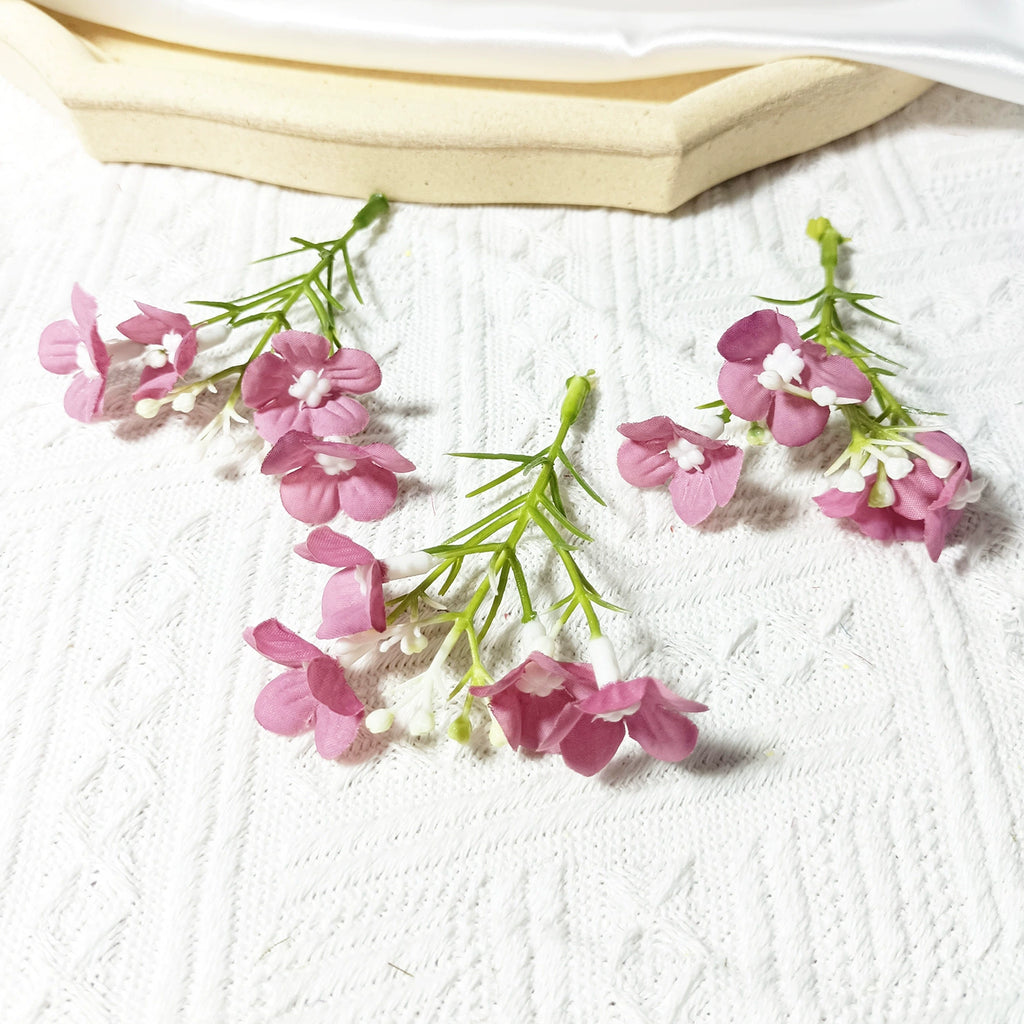 Dainty Faux Wildflower Sprigs, 10-Pack, 3-Inch Stems in 15 Colours, Realistic Look for DIY Corsages, Wedding Crafts & Bulk Floral Supply