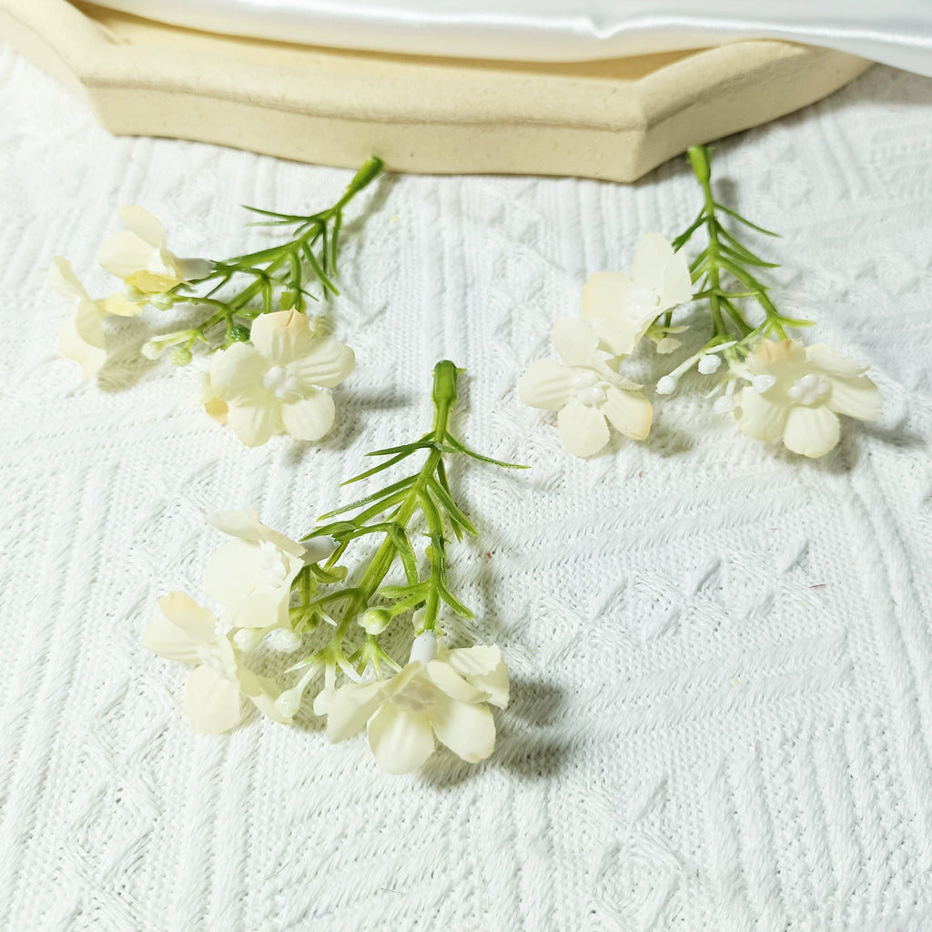 Dainty Faux Wildflower Sprigs, 10-Pack, 3-Inch Stems in 15 Colours, Realistic Look for DIY Corsages, Wedding Crafts & Bulk Floral Supply