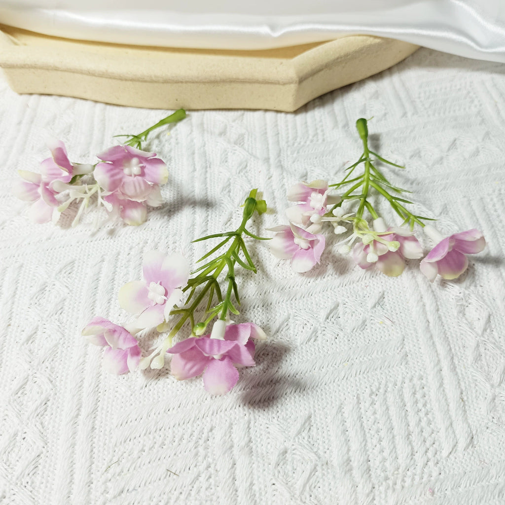 Dainty Faux Wildflower Sprigs, 10-Pack, 3-Inch Stems in 15 Colours, Realistic Look for DIY Corsages, Wedding Crafts & Bulk Floral Supply
