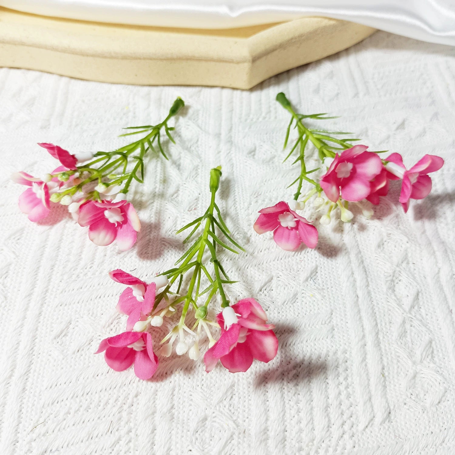 Dainty Faux Wildflower Sprigs, 10-Pack, 3-Inch Stems in 15 Colours, Realistic Look for DIY Corsages, Wedding Crafts & Bulk Floral Supply