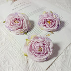 Set of 3 Faux Camellia Flower Heads, 3" Realistic Peony-Style Silk Blooms for DIY Crafts, Wedding Decor, Wreaths & Gift Embellishments