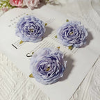 Set of 3 Faux Camellia Flower Heads, 3" Realistic Peony-Style Silk Blooms for DIY Crafts, Wedding Decor, Wreaths & Gift Embellishments