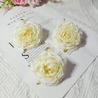 Set of 3 Faux Camellia Flower Heads, 3" Realistic Peony-Style Silk Blooms for DIY Crafts, Wedding Decor, Wreaths & Gift Embellishments