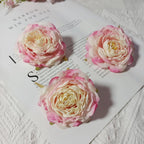 Set of 3 Faux Camellia Flower Heads, 3" Realistic Peony-Style Silk Blooms for DIY Crafts, Wedding Decor, Wreaths & Gift Embellishments