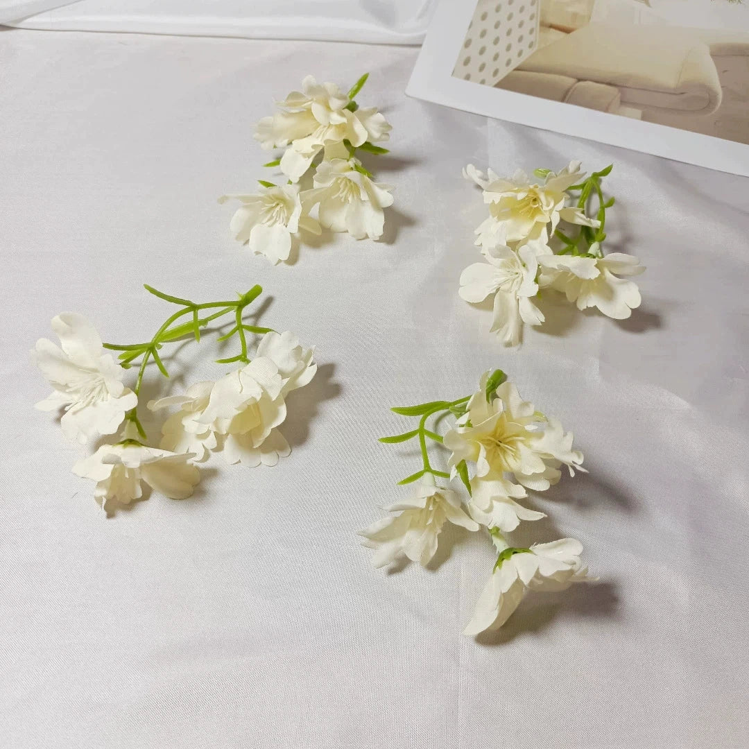 Small Faux Wildflower Stems, 4-Inch 3-Blossom Realistic Flowers for DIY Crafts, Wedding Corsages, Boutonnieres, Gift Toppers, Bulk Florals