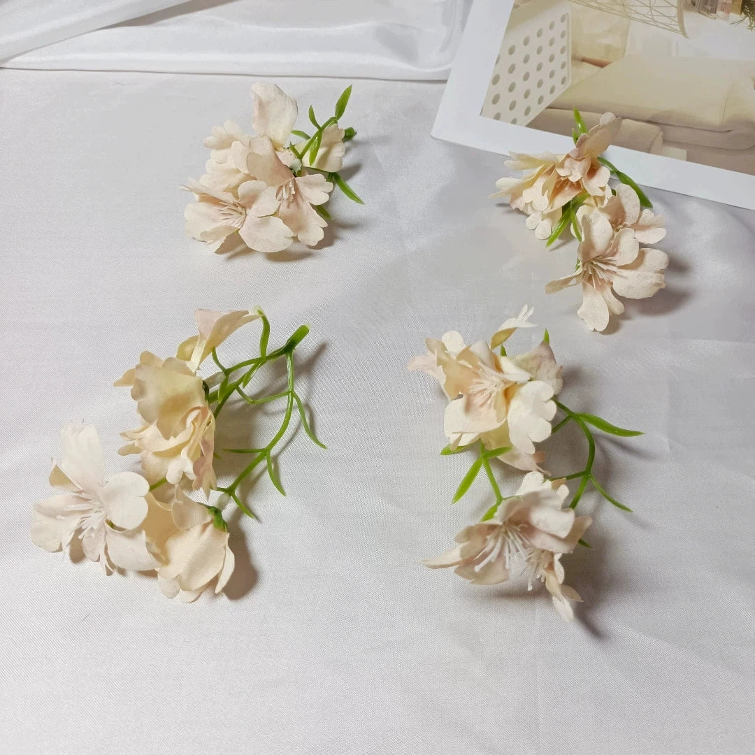 Small Faux Wildflower Stems, 4-Inch 3-Blossom Realistic Flowers for DIY Crafts, Wedding Corsages, Boutonnieres, Gift Toppers, Bulk Florals