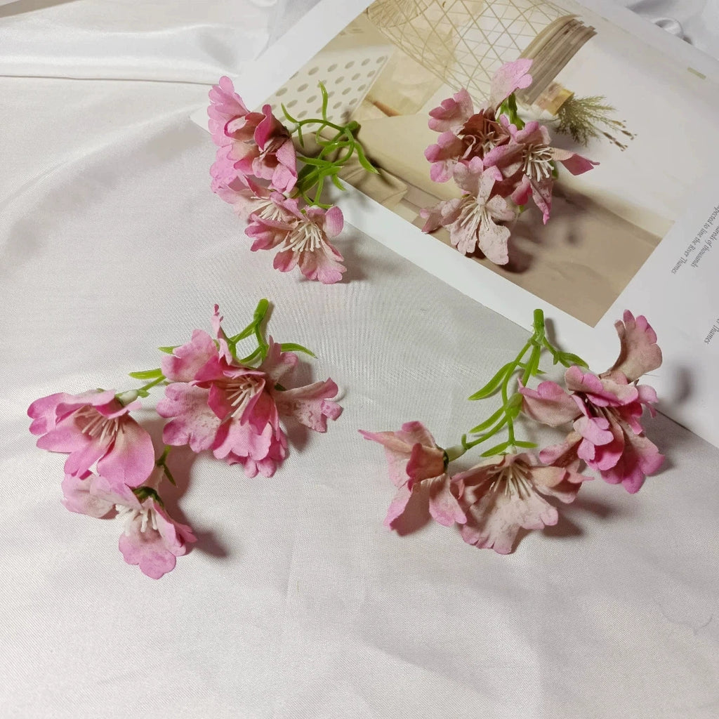 Small Faux Wildflower Stems, 4-Inch 3-Blossom Realistic Flowers for DIY Crafts, Wedding Corsages, Boutonnieres, Gift Toppers, Bulk Florals