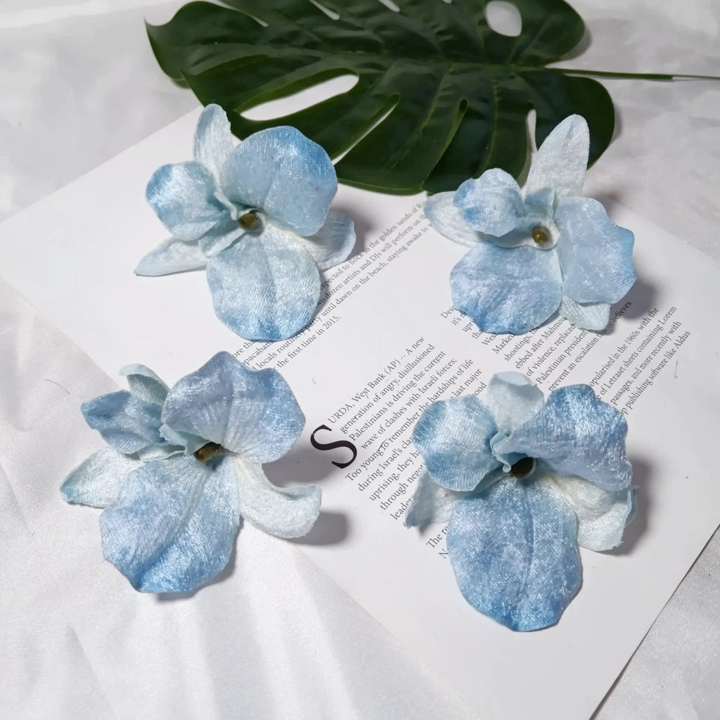 5-Pack Velvet Orchid Flower Heads, 3.5-Inch Realistic Faux Phalaenopsis Blooms, Wholesale Supplies for DIY Wedding Corsages, Boutonnières & Event Decor