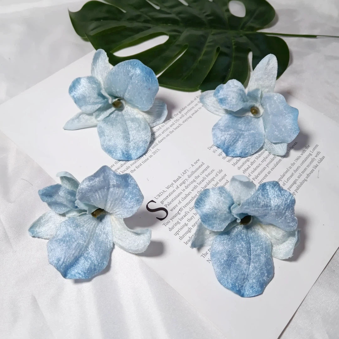 5-Pack Velvet Orchid Flower Heads, 3.5-Inch Realistic Faux Phalaenopsis Blooms, Wholesale Supplies for DIY Wedding Corsages, Boutonnières & Event Decor