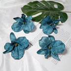 5-Pack Velvet Orchid Flower Heads, 3.5-Inch Realistic Faux Phalaenopsis Blooms, Wholesale Supplies for DIY Wedding Corsages, Boutonnières & Event Decor