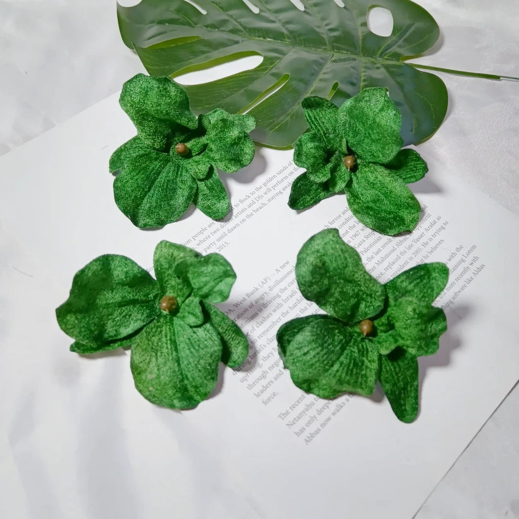 5-Pack Velvet Orchid Flower Heads, 3.5-Inch Realistic Faux Phalaenopsis Blooms, Wholesale Supplies for DIY Wedding Corsages, Boutonnières & Event Decor