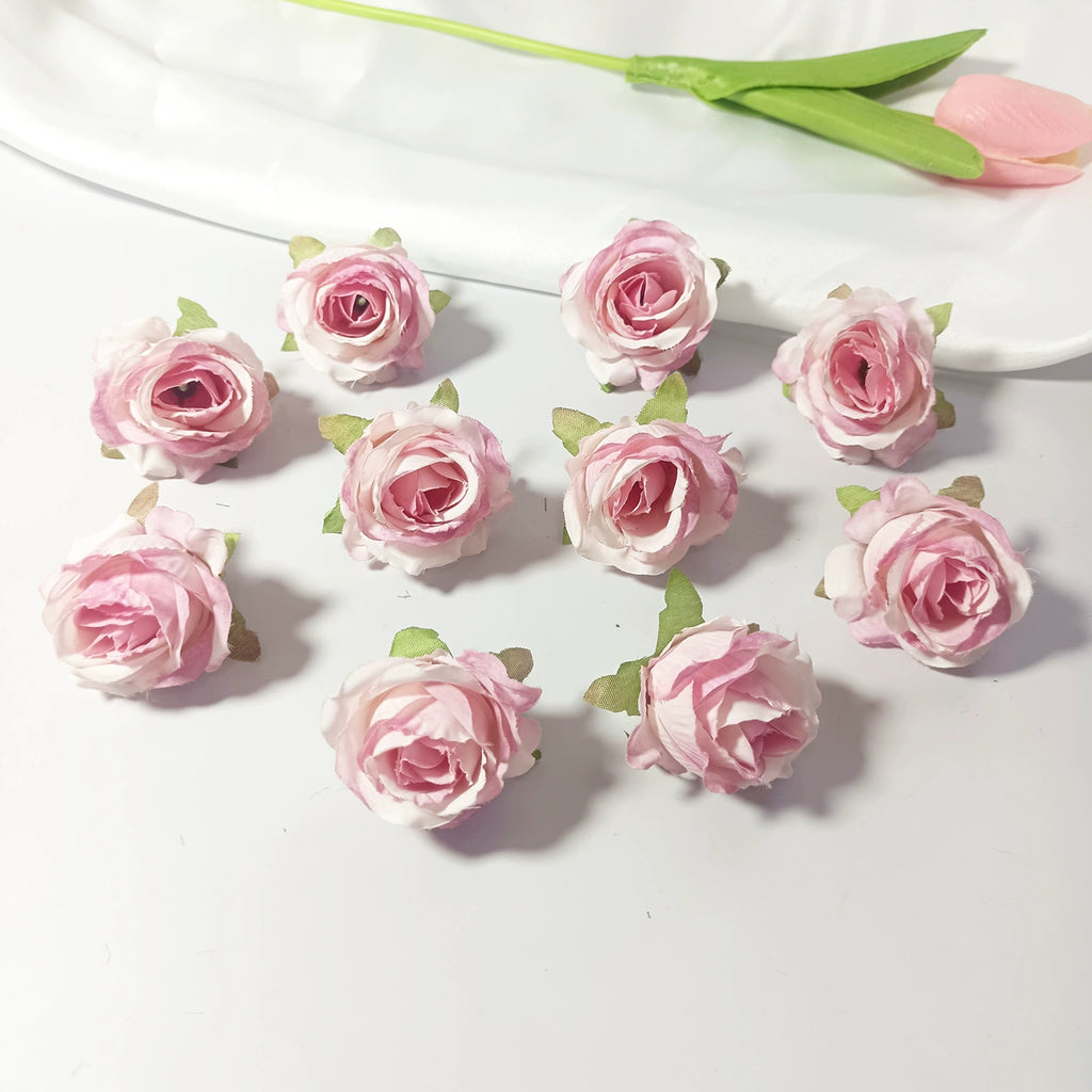 Mini Rose Heads 1.5", Realistic Faux Silk Flowers for DIY Crafts, Wedding Decor, Corsages, Boutonnieres & Gift Embellishments