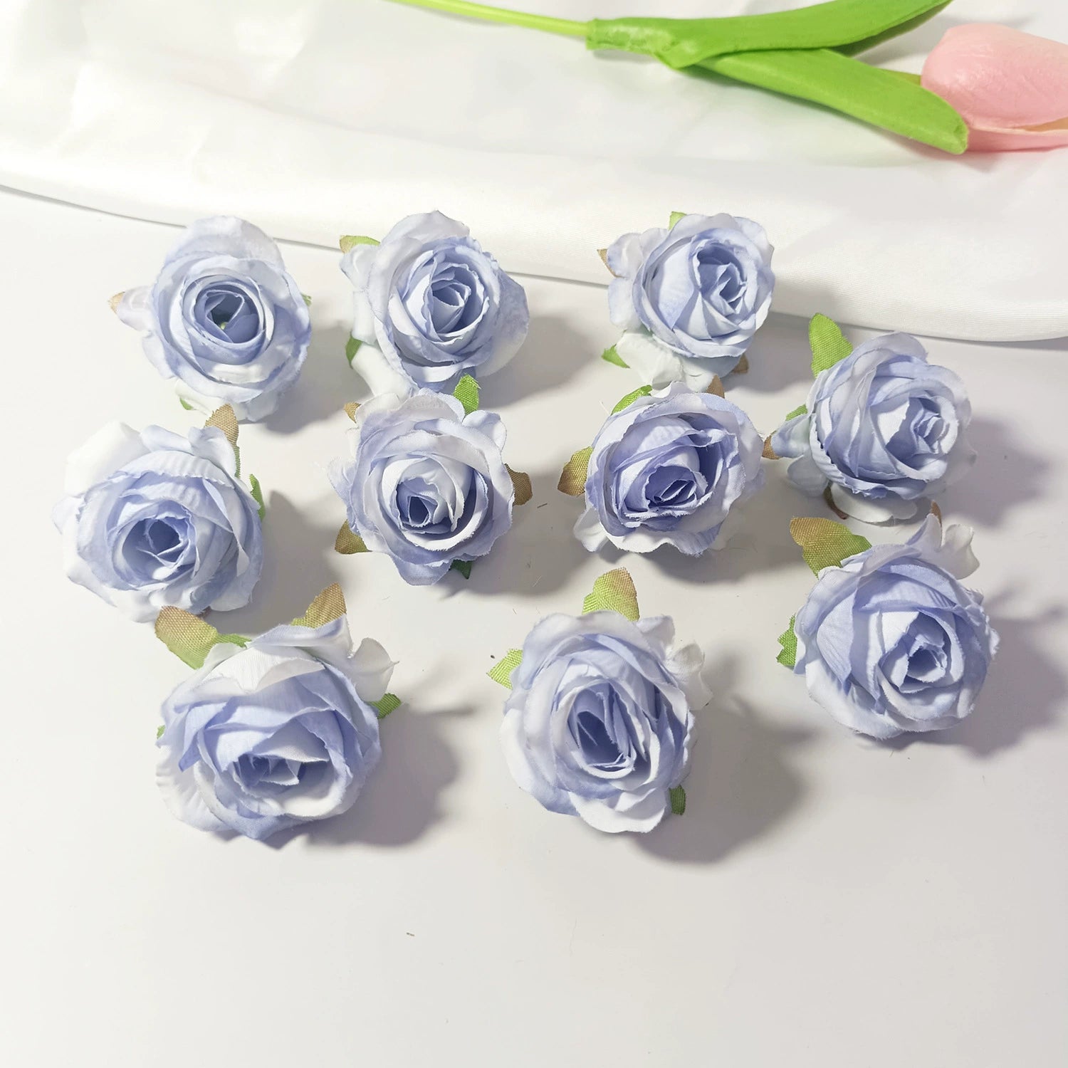 Mini Rose Heads 1.5", Realistic Faux Silk Flowers for DIY Crafts, Wedding Decor, Corsages, Boutonnieres & Gift Embellishments