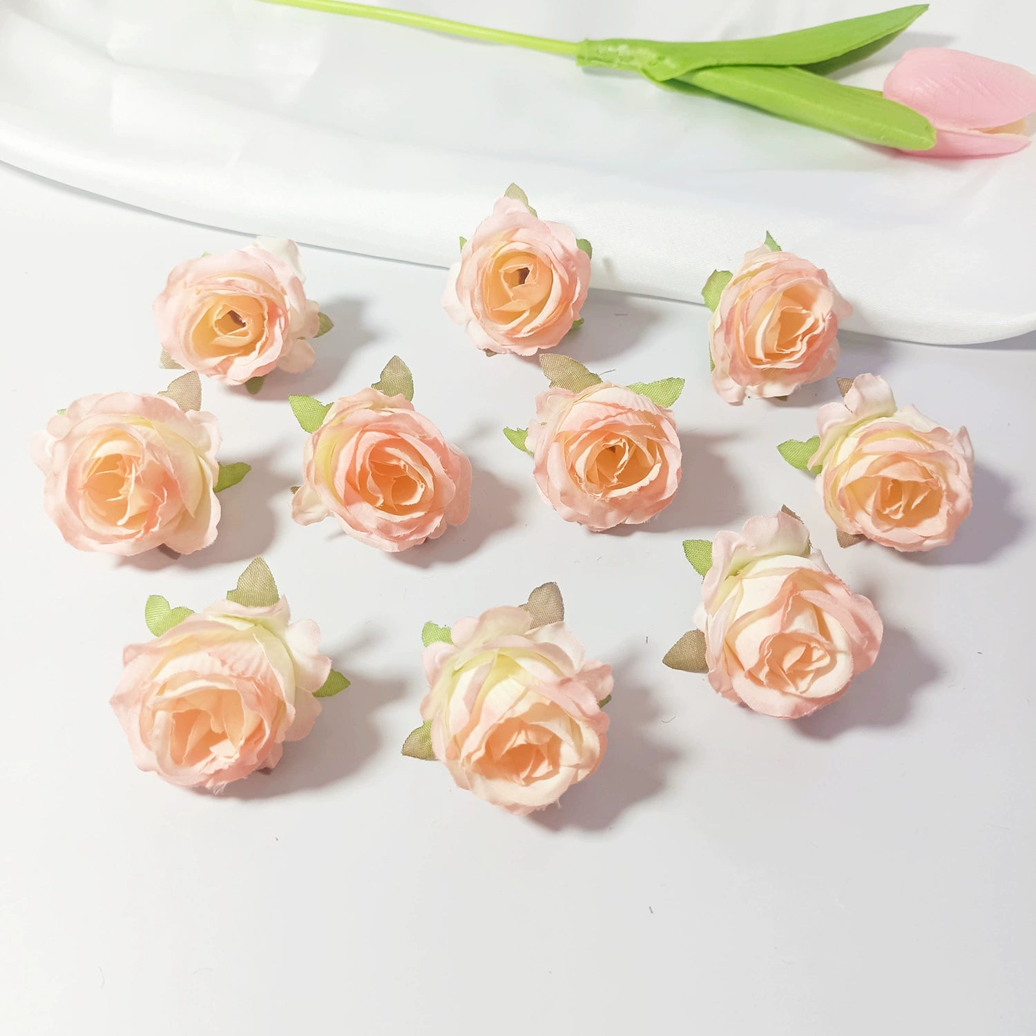 Mini Rose Heads 1.5", Realistic Faux Silk Flowers for DIY Crafts, Wedding Decor, Corsages, Boutonnieres & Gift Embellishments