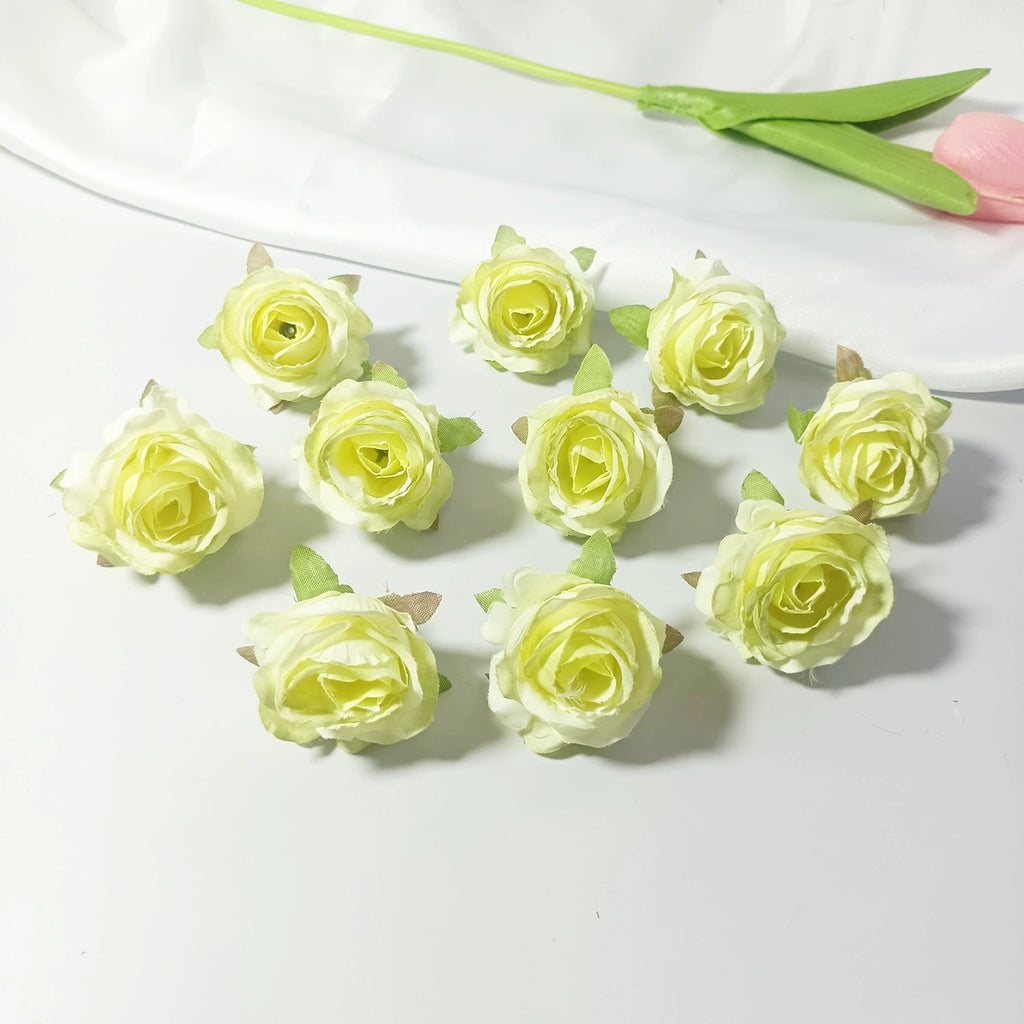 Mini Rose Heads 1.5", Realistic Faux Silk Flowers for DIY Crafts, Wedding Decor, Corsages, Boutonnieres & Gift Embellishments