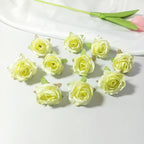 Mini Rose Heads 1.5", Realistic Faux Silk Flowers for DIY Crafts, Wedding Decor, Corsages, Boutonnieres & Gift Embellishments