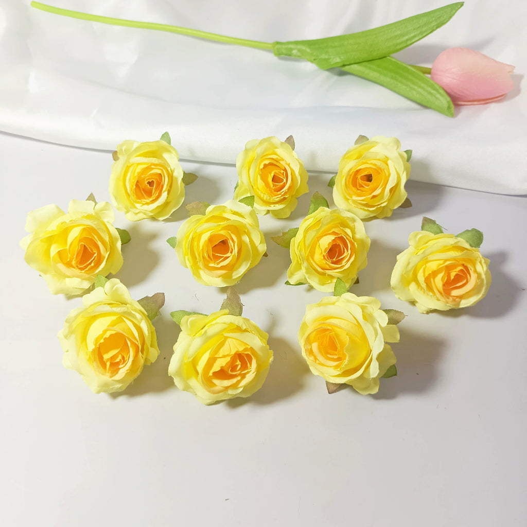 Mini Rose Heads 1.5", Realistic Faux Silk Flowers for DIY Crafts, Wedding Decor, Corsages, Boutonnieres & Gift Embellishments