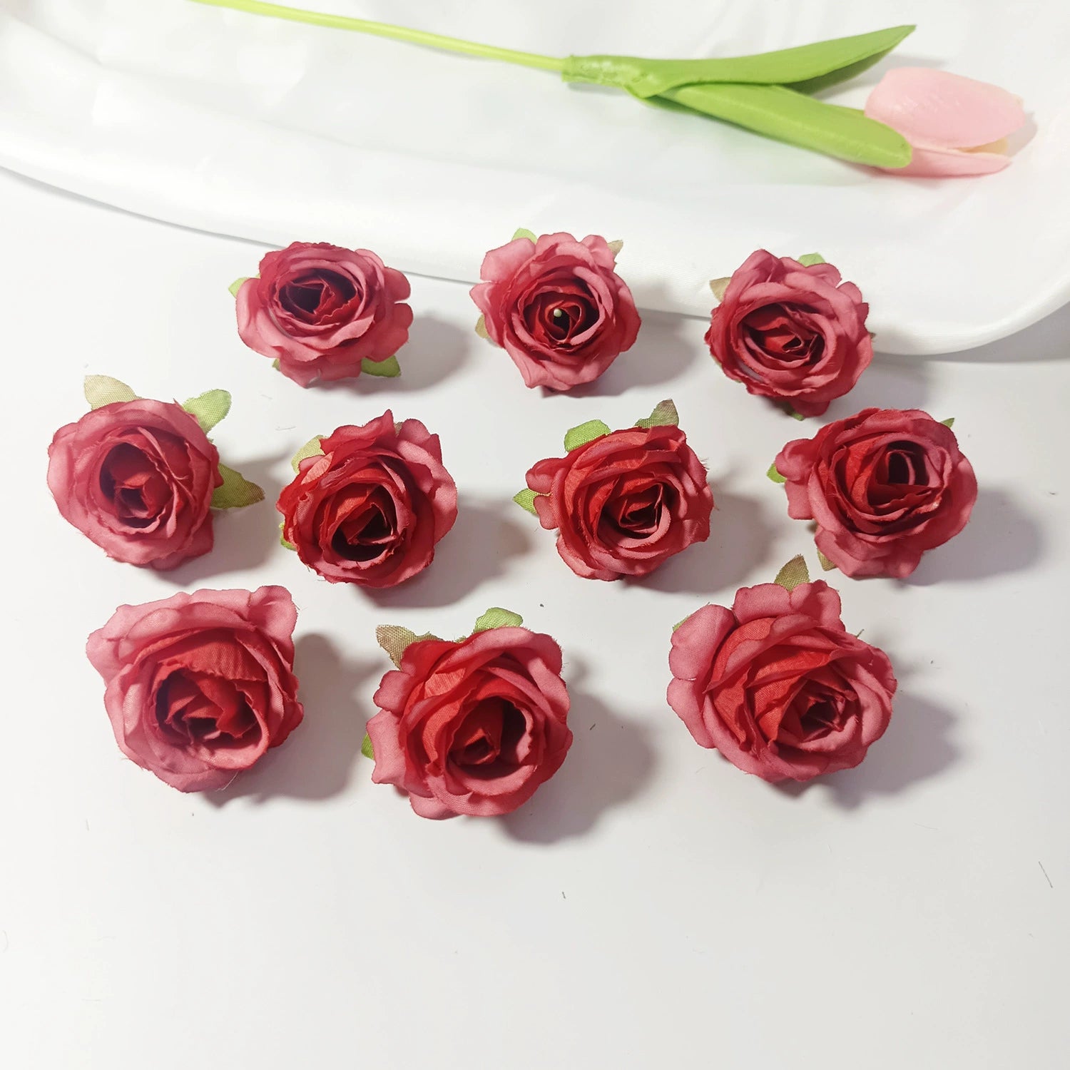 Mini Rose Heads 1.5", Realistic Faux Silk Flowers for DIY Crafts, Wedding Decor, Corsages, Boutonnieres & Gift Embellishments