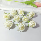 Mini Rose Heads 1.5", Realistic Faux Silk Flowers for DIY Crafts, Wedding Decor, Corsages, Boutonnieres & Gift Embellishments