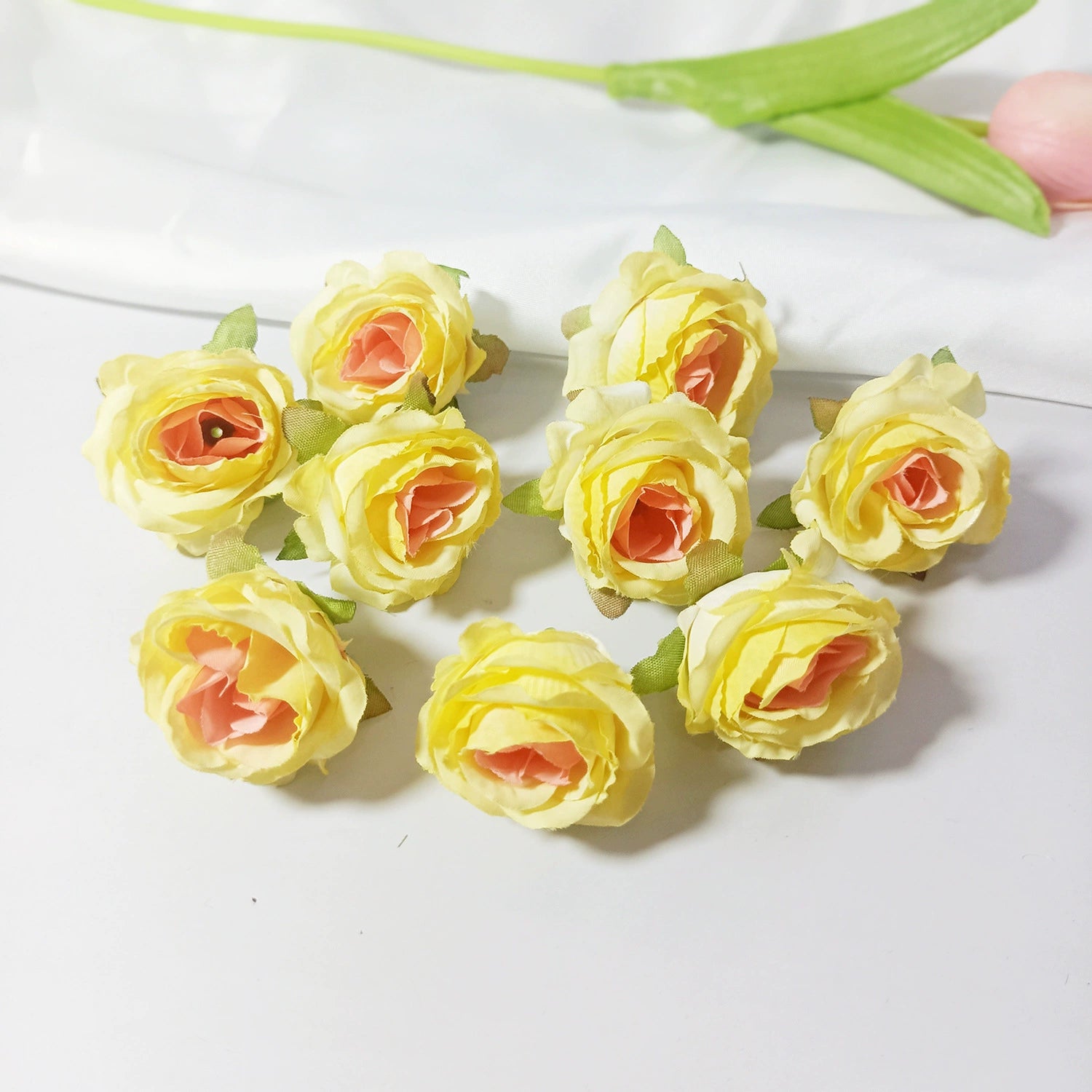 Mini Rose Heads 1.5", Realistic Faux Silk Flowers for DIY Crafts, Wedding Decor, Corsages, Boutonnieres & Gift Embellishments