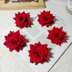 Large Velvet Rose Flower Head, 3" Real-Touch Faux Roses for DIY Floral Arrangements, Home Decor, Weddings, Gift Packaging