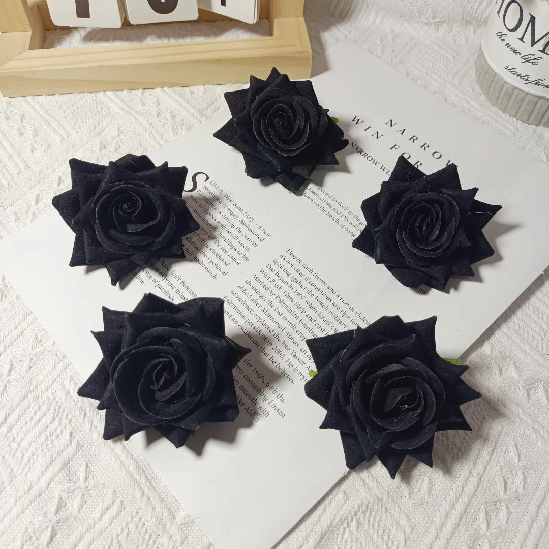 Large Velvet Rose Flower Head, 3" Real-Touch Faux Roses for DIY Floral Arrangements, Home Decor, Weddings, Gift Packaging