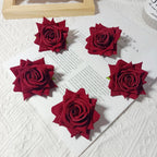 Large Velvet Rose Flower Head, 3" Real-Touch Faux Roses for DIY Floral Arrangements, Home Decor, Weddings, Gift Packaging