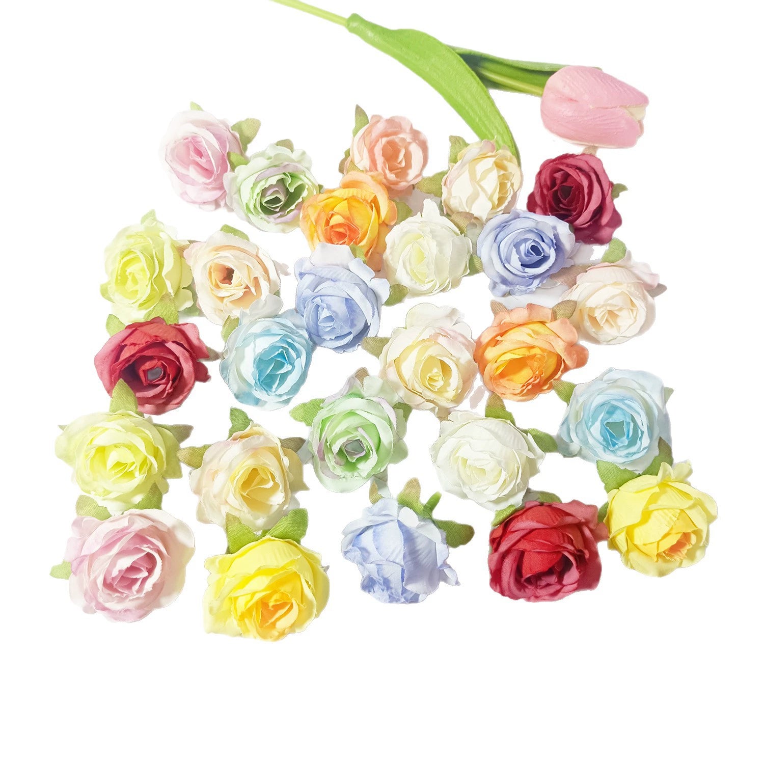 Mini Rose Heads 1.5", Realistic Faux Silk Flowers for DIY Crafts, Wedding Decor, Corsages, Boutonnieres & Gift Embellishments