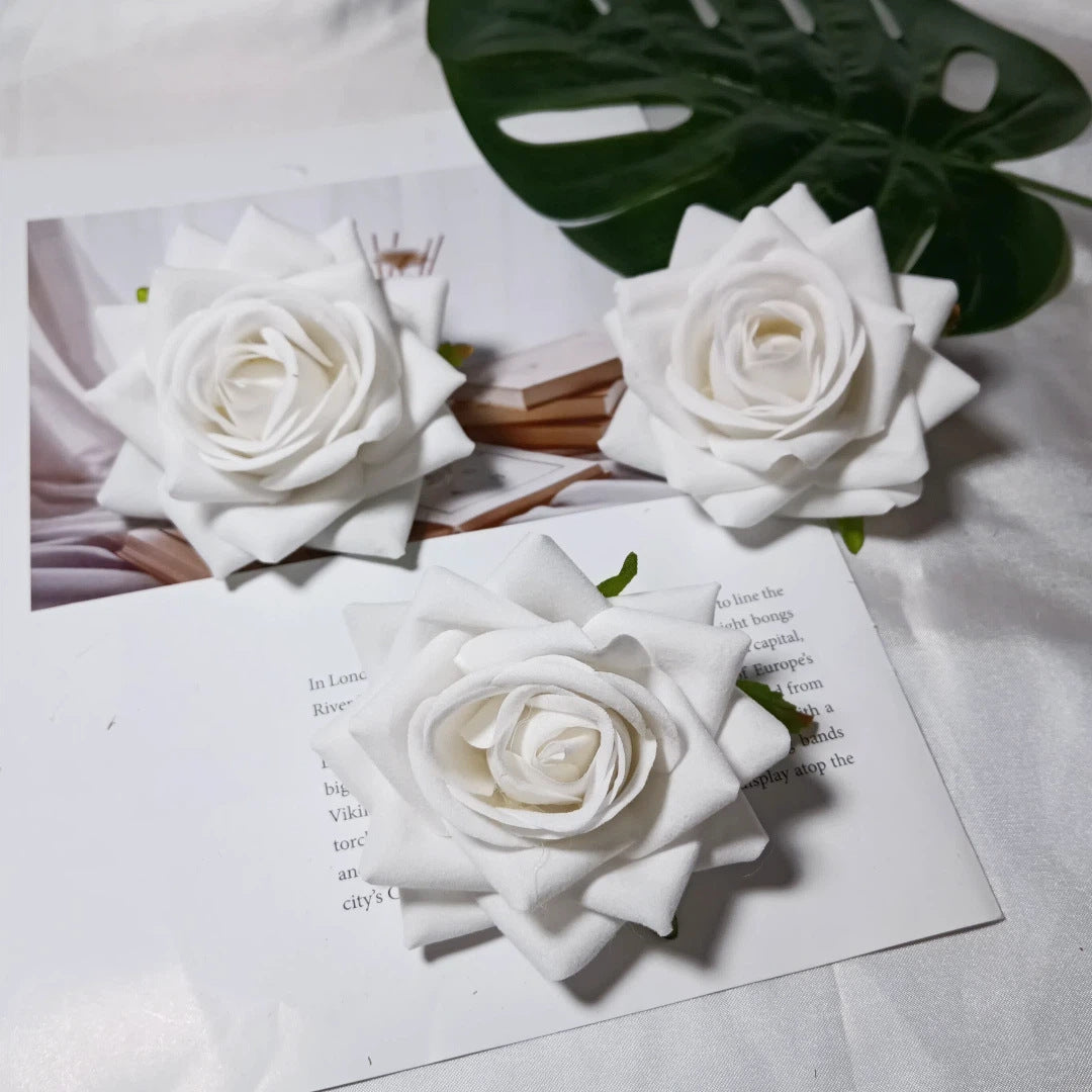 Velvet Curled Rose Heads, 3-Inch Faux Flowers for DIY Crafts, Wedding Boutonnieres, Corsages, Hair Accessories & Event Decor