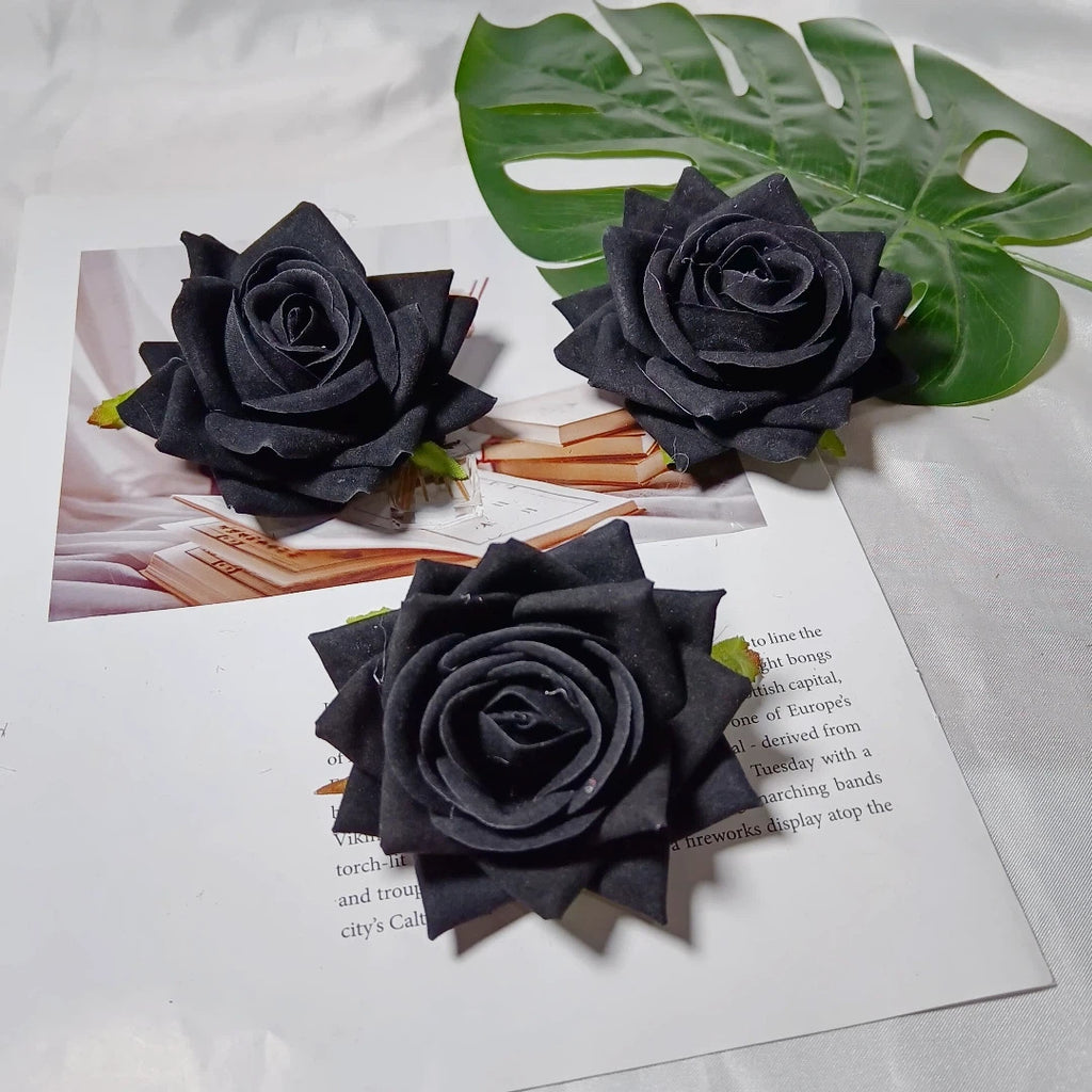 Velvet Curled Rose Heads, 3-Inch Faux Flowers for DIY Crafts, Wedding Boutonnieres, Corsages, Hair Accessories & Event Decor