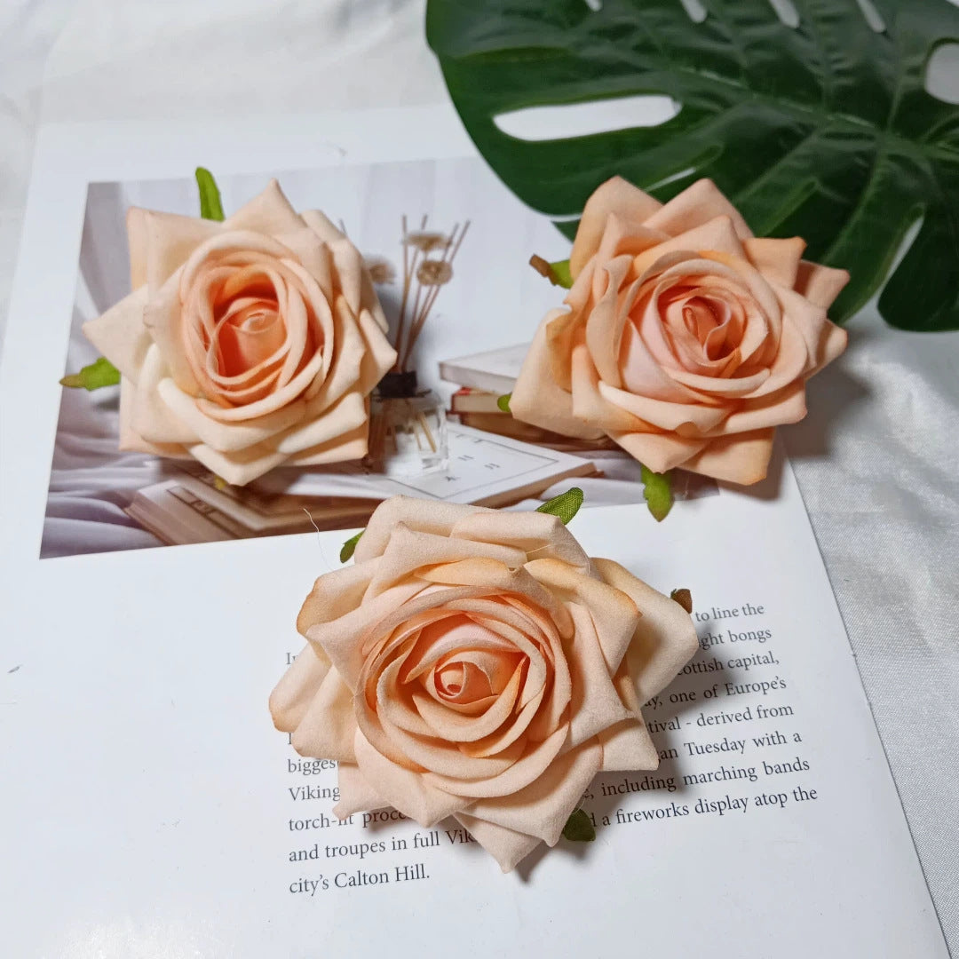 Velvet Curled Rose Heads, 3-Inch Faux Flowers for DIY Crafts, Wedding Boutonnieres, Corsages, Hair Accessories & Event Decor