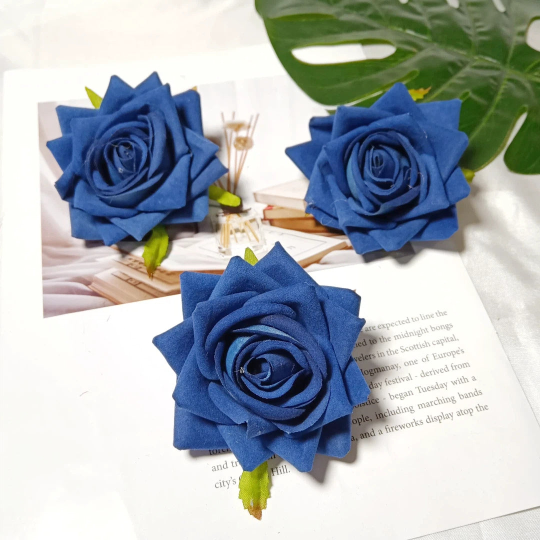 Velvet Curled Rose Heads, 3-Inch Faux Flowers for DIY Crafts, Wedding Boutonnieres, Corsages, Hair Accessories & Event Decor