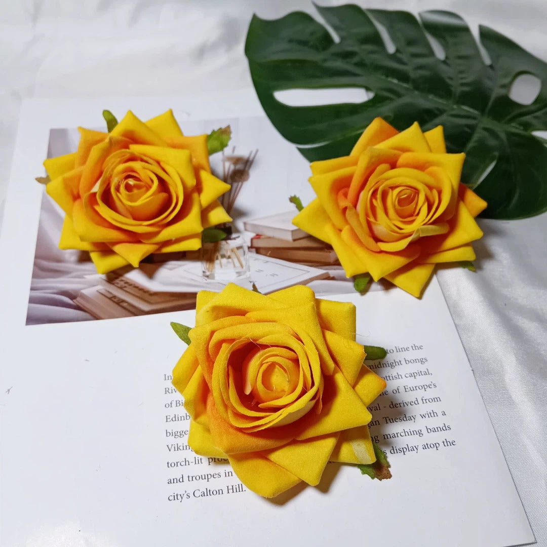 Velvet Curled Rose Heads, 3-Inch Faux Flowers for DIY Crafts, Wedding Boutonnieres, Corsages, Hair Accessories & Event Decor