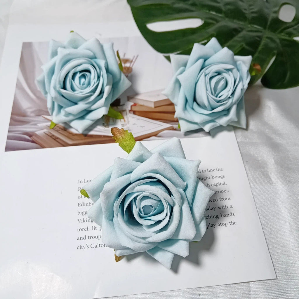 Velvet Curled Rose Heads, 3-Inch Faux Flowers for DIY Crafts, Wedding Boutonnieres, Corsages, Hair Accessories & Event Decor