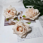 Velvet Curled Rose Heads, 3-Inch Faux Flowers for DIY Crafts, Wedding Boutonnieres, Corsages, Hair Accessories & Event Decor
