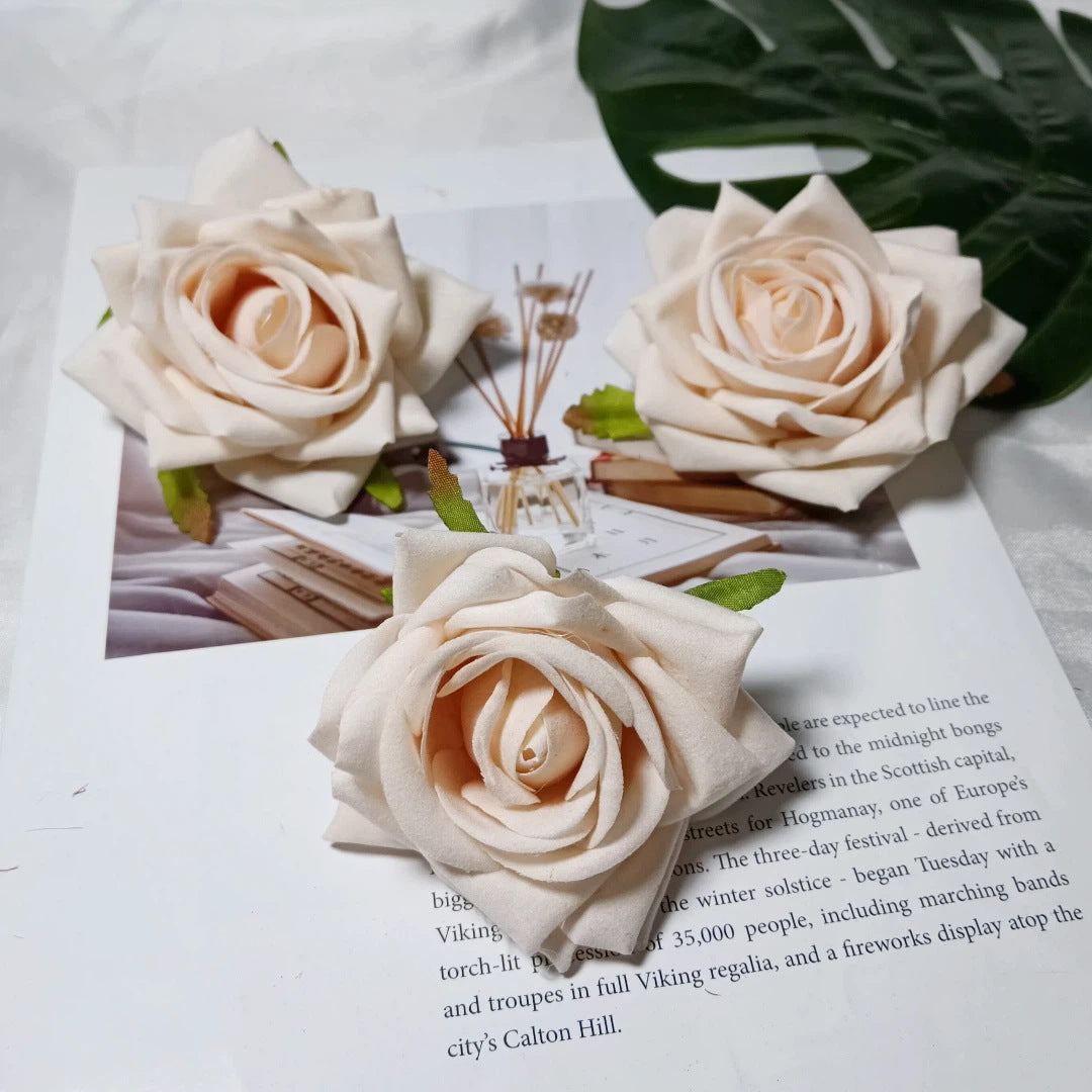 Velvet Curled Rose Heads, 3-Inch Faux Flowers for DIY Crafts, Wedding Boutonnieres, Corsages, Hair Accessories & Event Decor