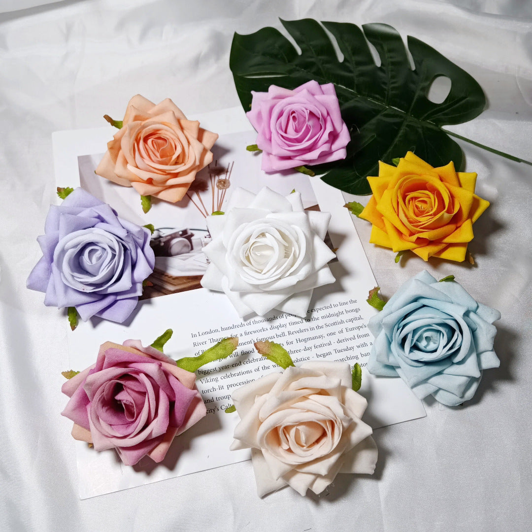 Velvet Curled Rose Heads, 3-Inch Faux Flowers for DIY Crafts, Wedding Boutonnieres, Corsages, Hair Accessories & Event Decor