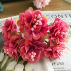 Mini Faux Wildflower Bouquet Pick, 4.5" Realistic Silk Hydrangea for DIY Crafts, Wired Floral Stems for Wreaths, Corsages, Gift Toppers, Wedding