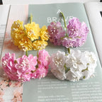 Mini Faux Wildflower Bouquet Pick, 4.5" Realistic Silk Hydrangea for DIY Crafts, Wired Floral Stems for Wreaths, Corsages, Gift Toppers, Wedding