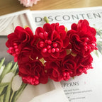 Mini Faux Wildflower Bouquet Pick, 4.5" Realistic Silk Hydrangea for DIY Crafts, Wired Floral Stems for Wreaths, Corsages, Gift Toppers, Wedding