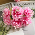 Mini Faux Wildflower Bouquet Pick, 4.5" Realistic Silk Hydrangea for DIY Crafts, Wired Floral Stems for Wreaths, Corsages, Gift Toppers, Wedding