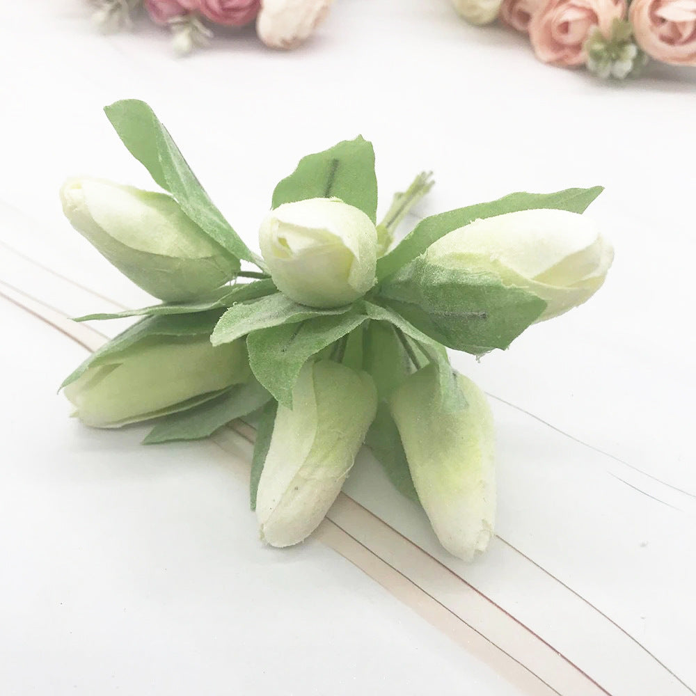 Frosted Mini Tulip Bouquet, 5.5", 6 Stems of Realistic Faux Tulips for DIY Wedding Crafts, Corsages, Small Vases & Home Decor Accents