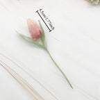 Frosted Mini Tulip Bouquet, 5.5", 6 Stems of Realistic Faux Tulips for DIY Wedding Crafts, Corsages, Small Vases & Home Decor Accents