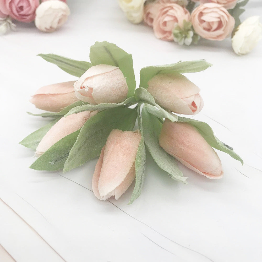 Frosted Mini Tulip Bouquet, 5.5", 6 Stems of Realistic Faux Tulips for DIY Wedding Crafts, Corsages, Small Vases & Home Decor Accents