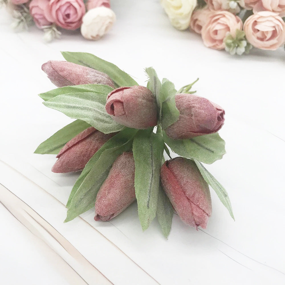 Frosted Mini Tulip Bouquet, 5.5", 6 Stems of Realistic Faux Tulips for DIY Wedding Crafts, Corsages, Small Vases & Home Decor Accents