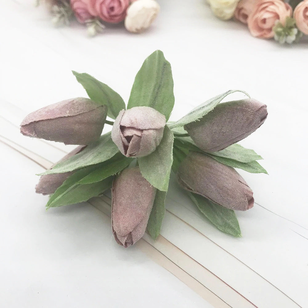 Frosted Mini Tulip Bouquet, 5.5", 6 Stems of Realistic Faux Tulips for DIY Wedding Crafts, Corsages, Small Vases & Home Decor Accents