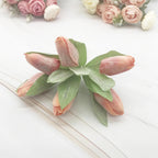 Frosted Mini Tulip Bouquet, 5.5", 6 Stems of Realistic Faux Tulips for DIY Wedding Crafts, Corsages, Small Vases & Home Decor Accents