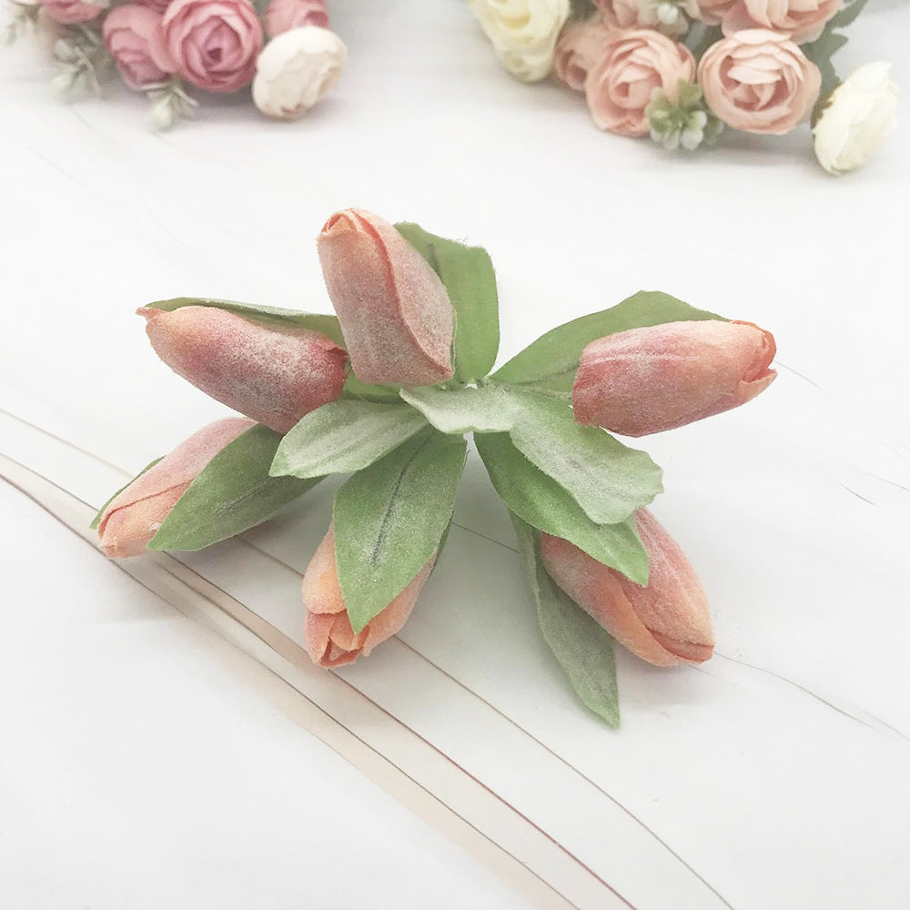 Frosted Mini Tulip Bouquet, 5.5", 6 Stems of Realistic Faux Tulips for DIY Wedding Crafts, Corsages, Small Vases & Home Decor Accents
