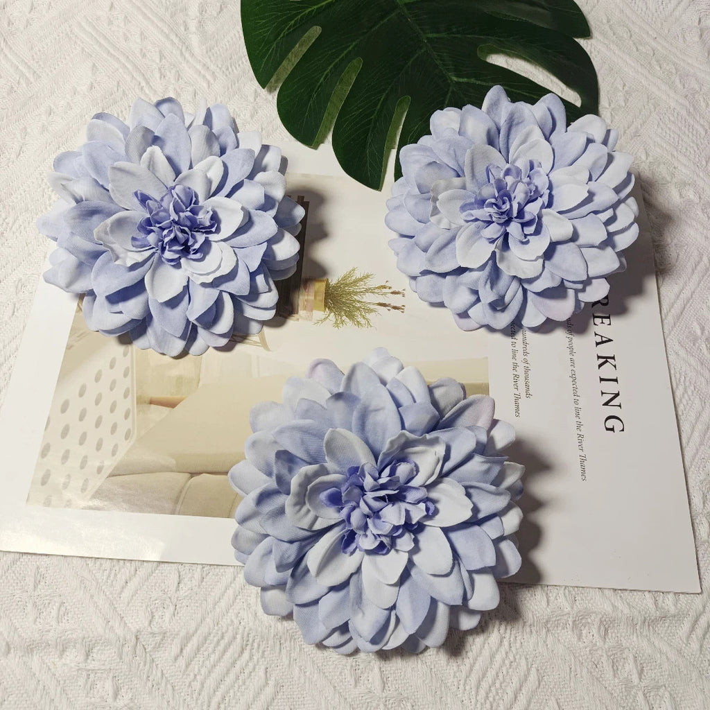 Dahlia Flower Heads, Set of 3, 4-Inch Realistic Faux Blooms for DIY Wedding Corsages, Boutonnieres, and Elegant Gift Toppers